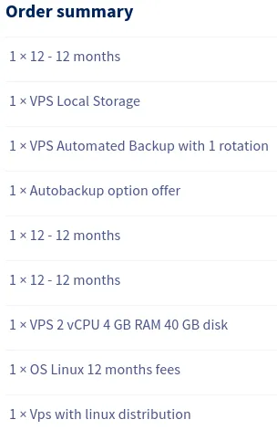 Order summary